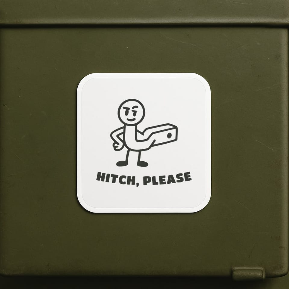 Hitch, Please sticker, White