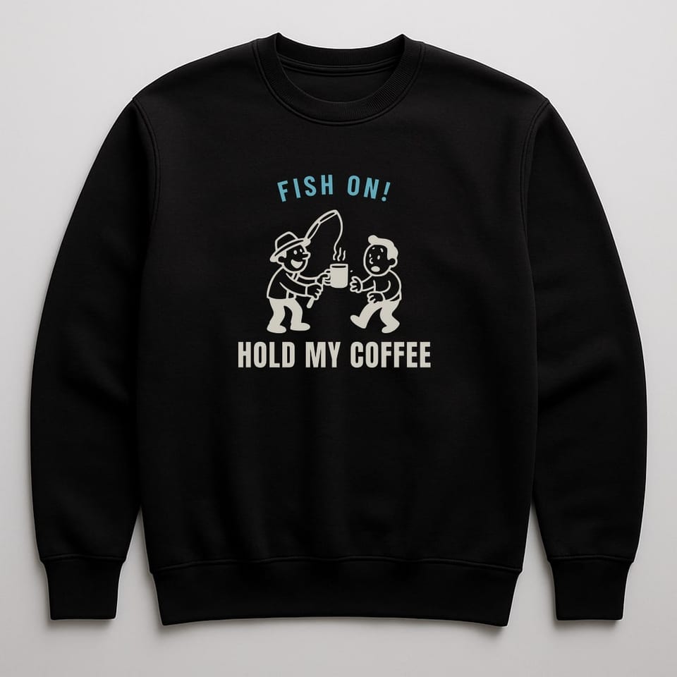 Fish On, Hold My Coffee sweatshirt, Black