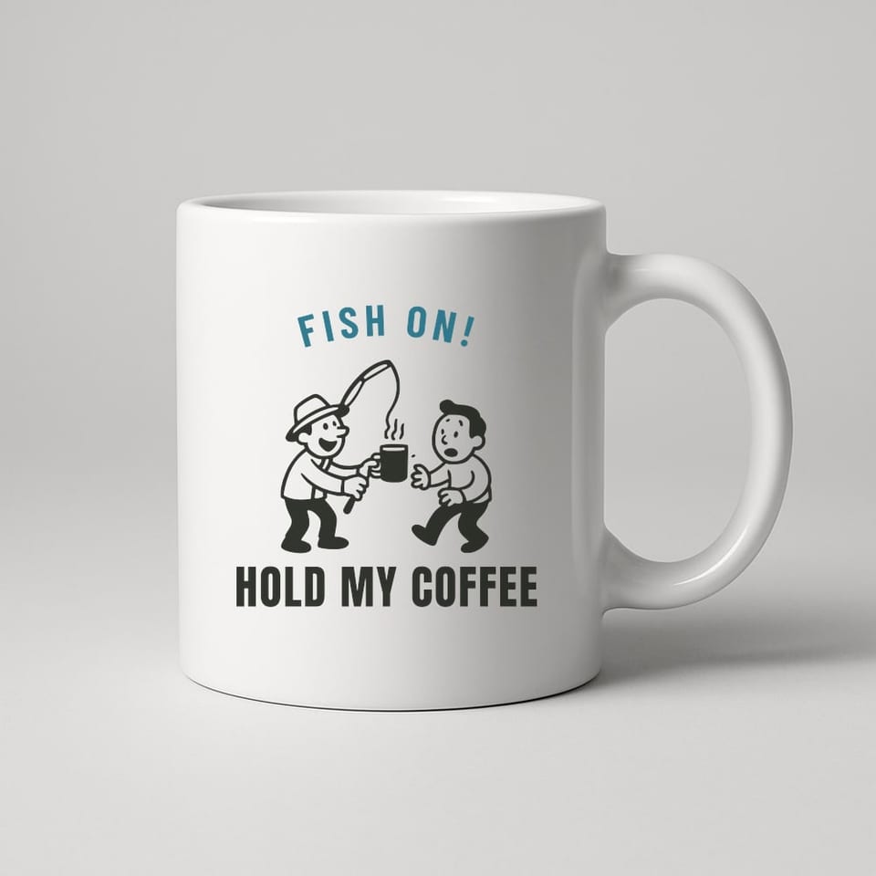 Fish On, Hold My Coffee mug, White