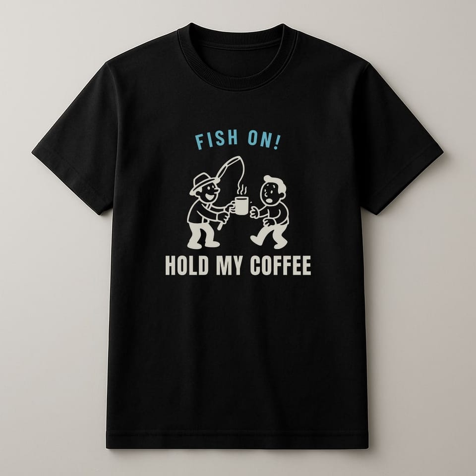 Fish On, Hold My Coffee tee, Black