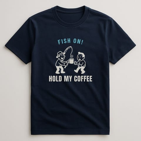 Fish On, Hold My Coffee tee, Navy