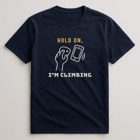 Hold On, I’m Climbing tee, Navy