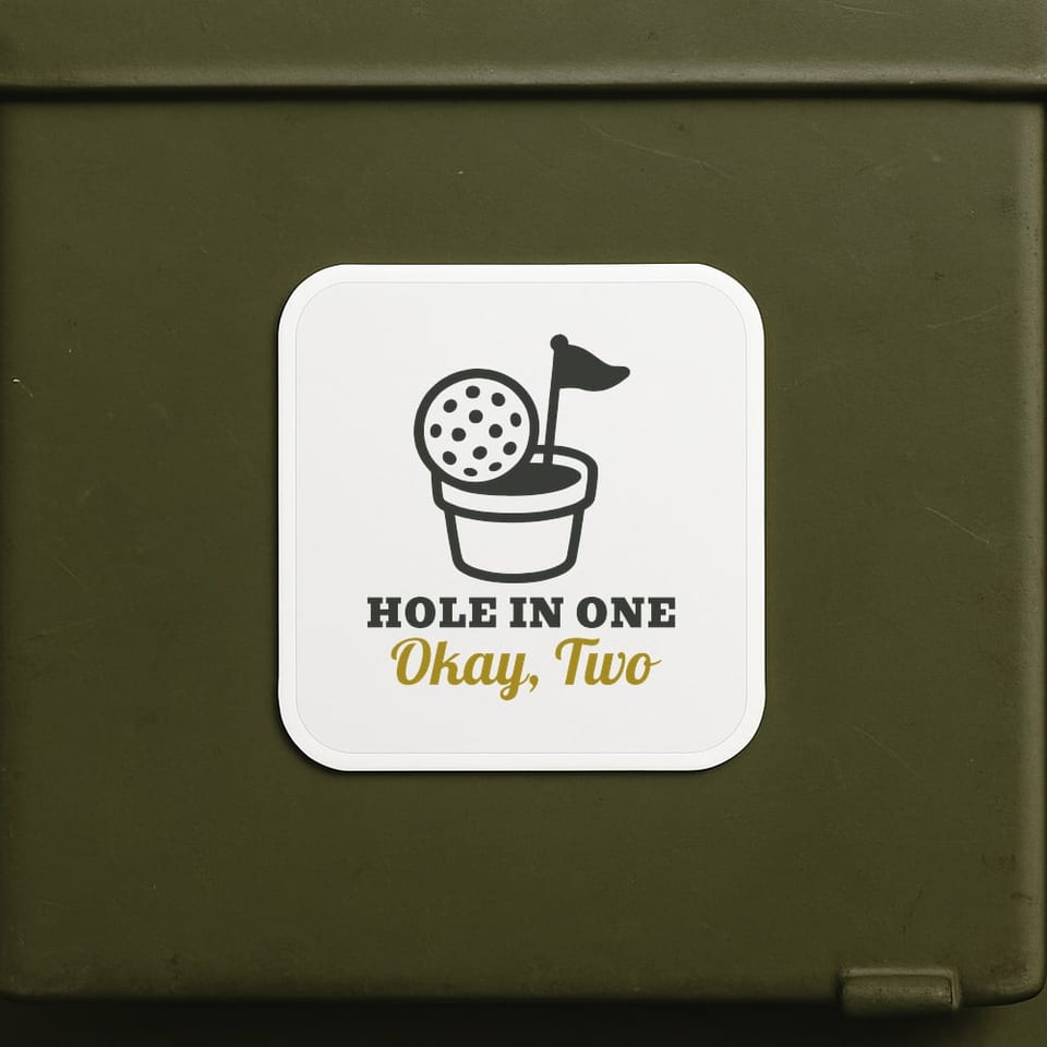 Hole in One (Okay, Two) sticker, White
