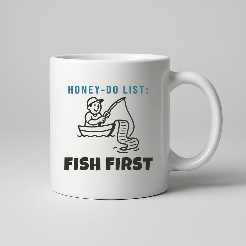 Honey-Do List: Fish First mug, White