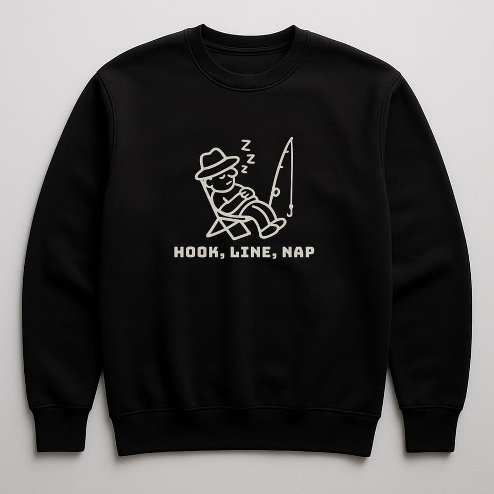 Hook, Line, Nap sweatshirt, Black