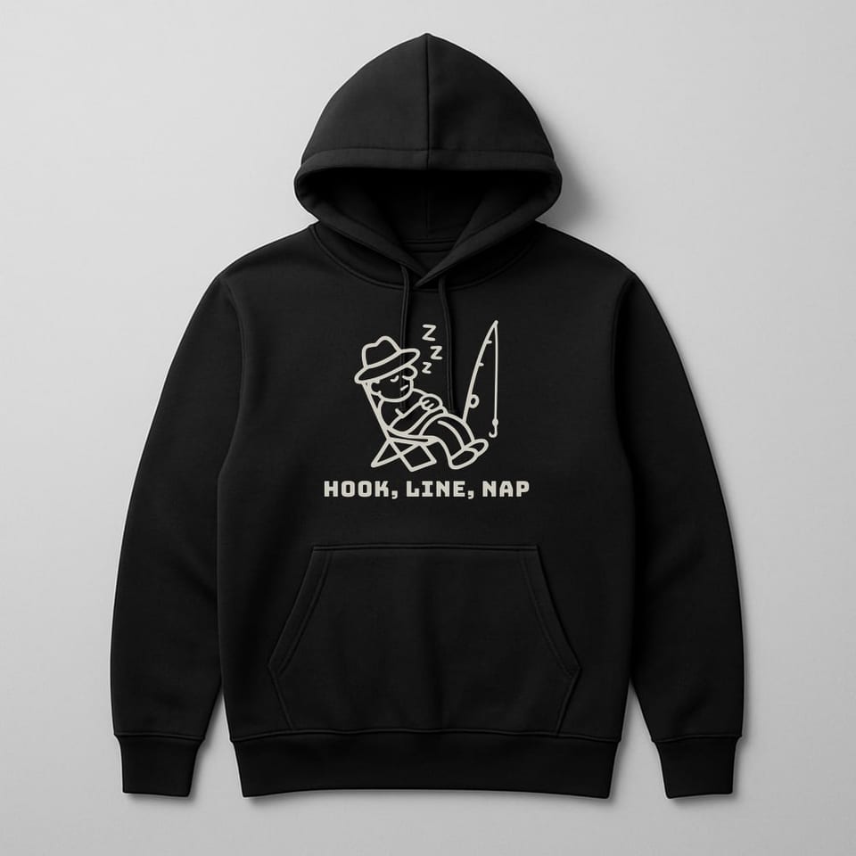 Hook, Line, Nap hoodie, Black