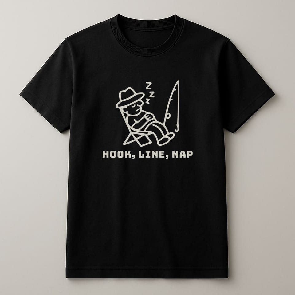 Hook, Line, Nap tee, Black