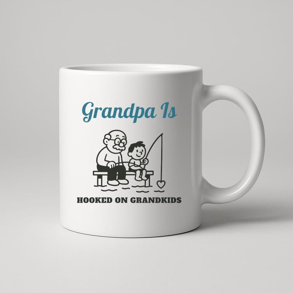 Hooked on Grandkids mug, White