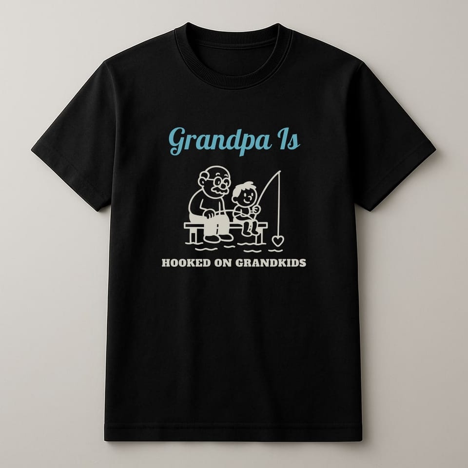 Hooked on Grandkids tee, Black
