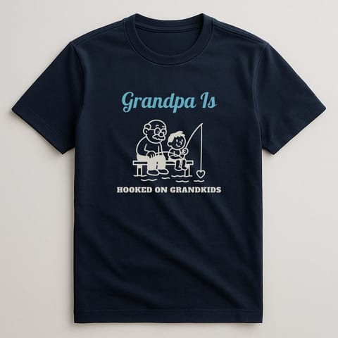 Hooked on Grandkids tee, Navy