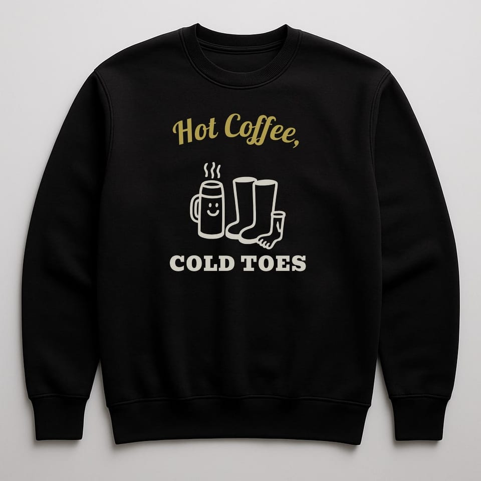 Hot Coffee, Cold Toes sweatshirt, Black