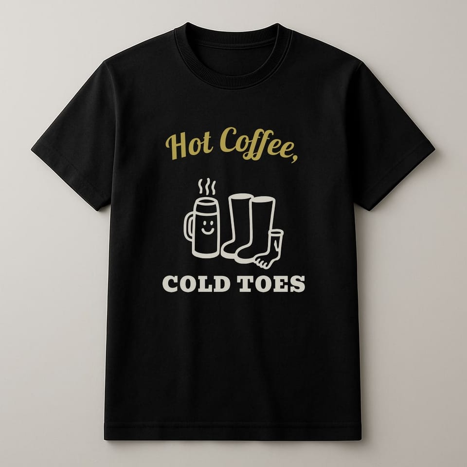 Hot Coffee, Cold Toes tee, Black