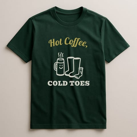 Hot Coffee, Cold Toes tee, Forest