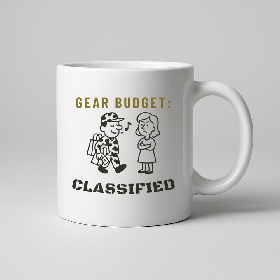 Hunting Budget: Classified mug, White