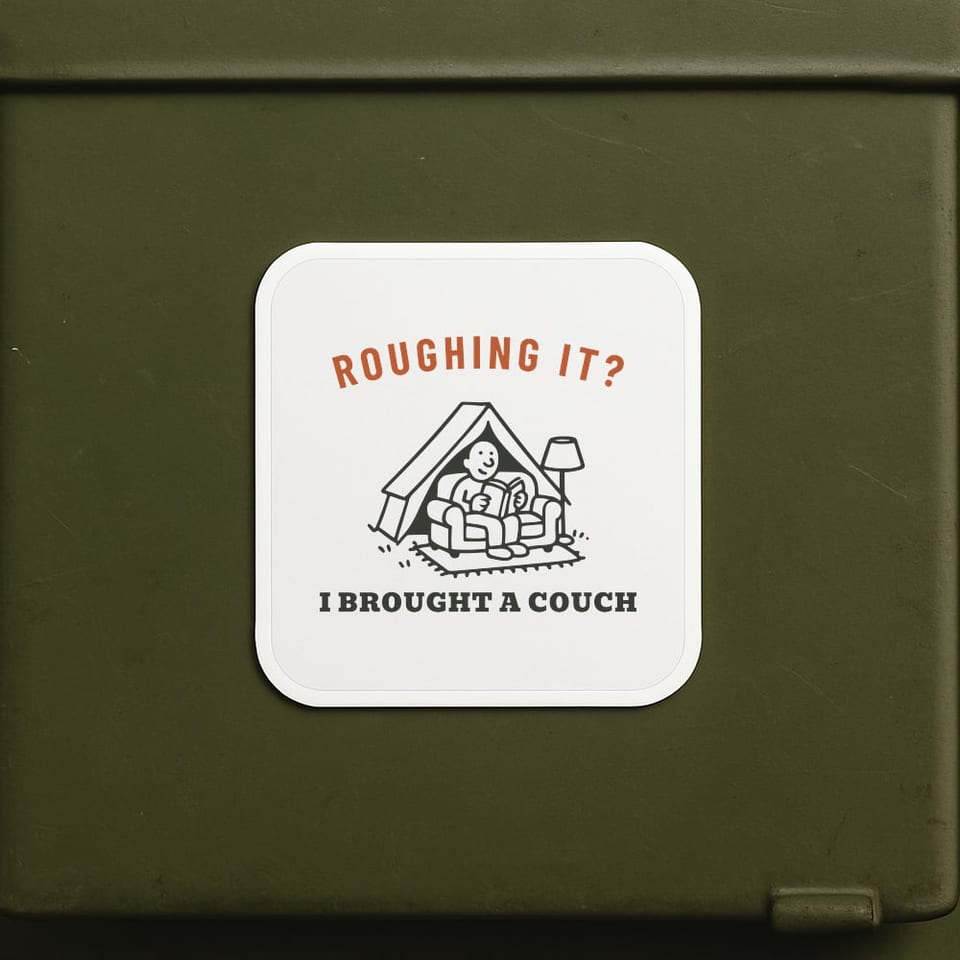 I Brought a Couch sticker, White