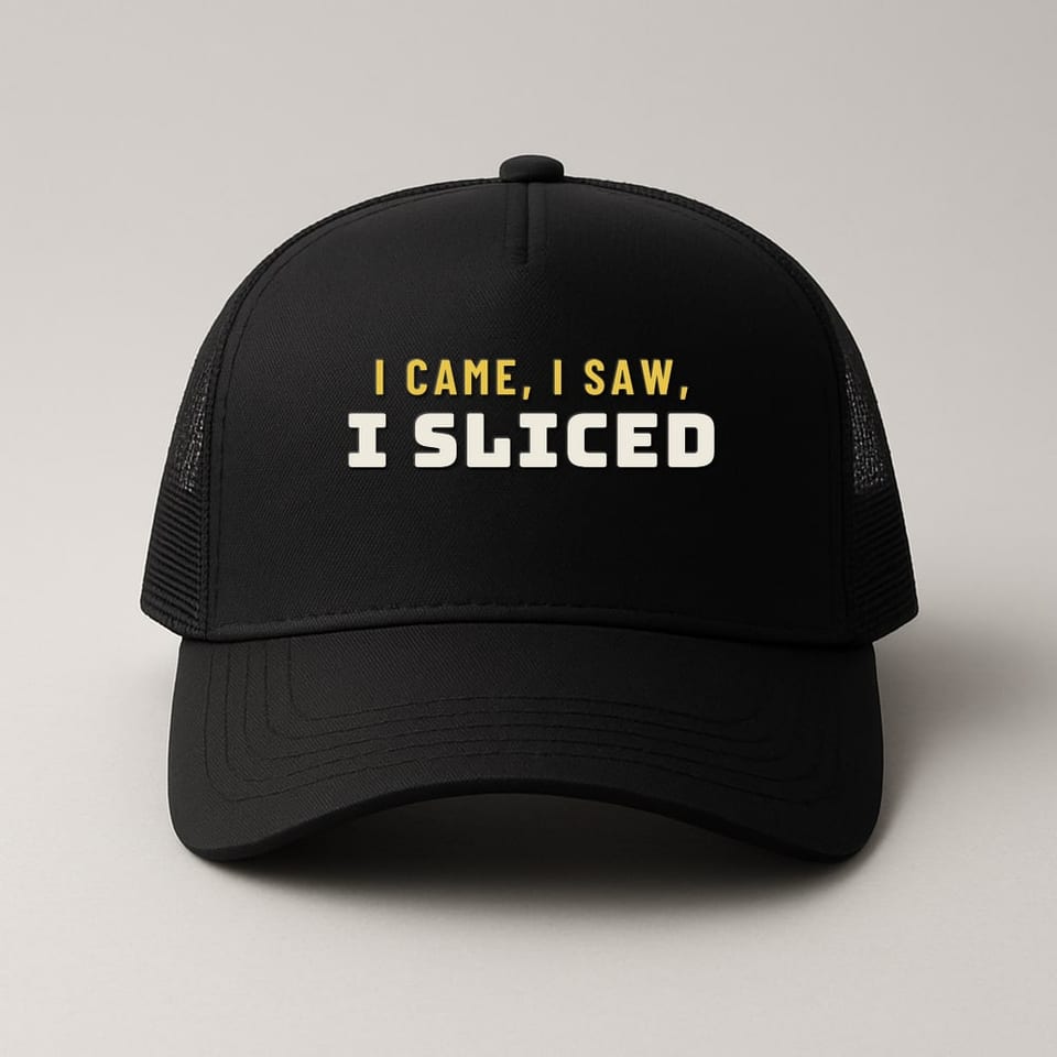 I Came, I Saw, I Sliced trucker hat, Black