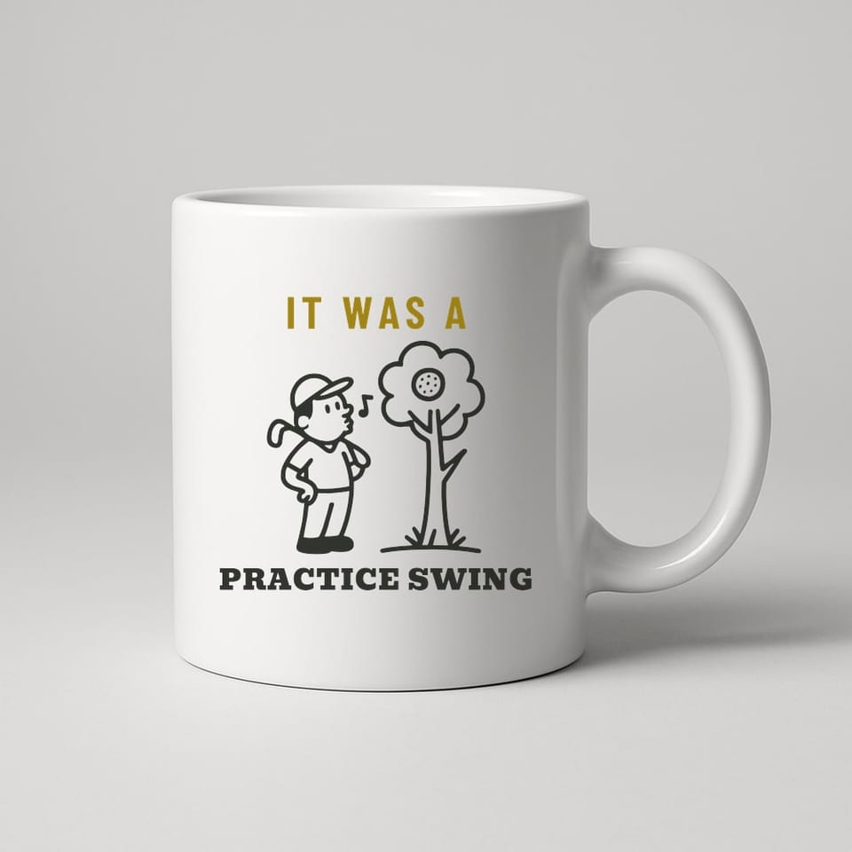 It Was a Practice Swing mug, White