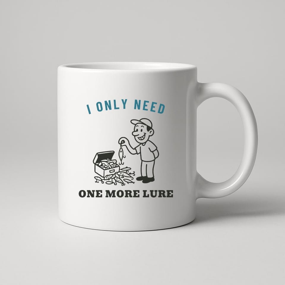 Just One More Lure mug, White