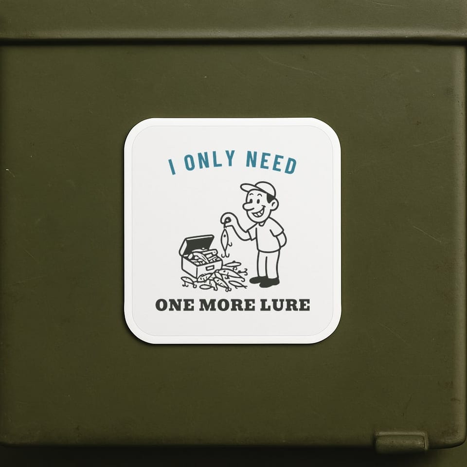 Just One More Lure sticker, White