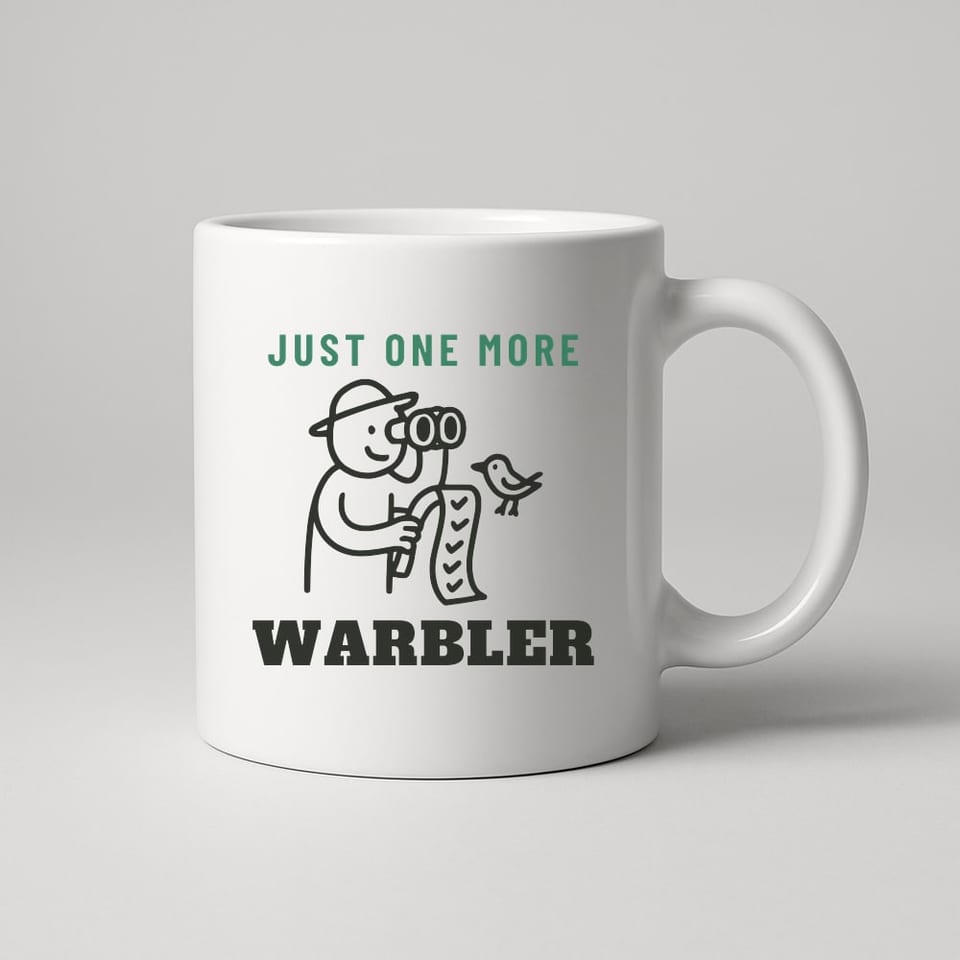Just One More Warbler mug, White