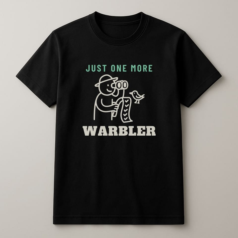 Just One More Warbler tee, Black