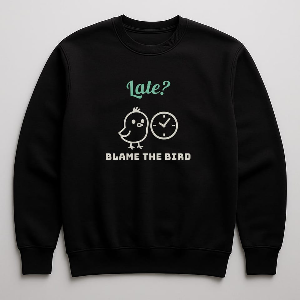 Late? Blame the Bird sweatshirt, Black