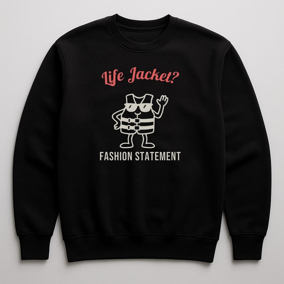 Life Jacket? Fashion Statement. sweatshirt, Black