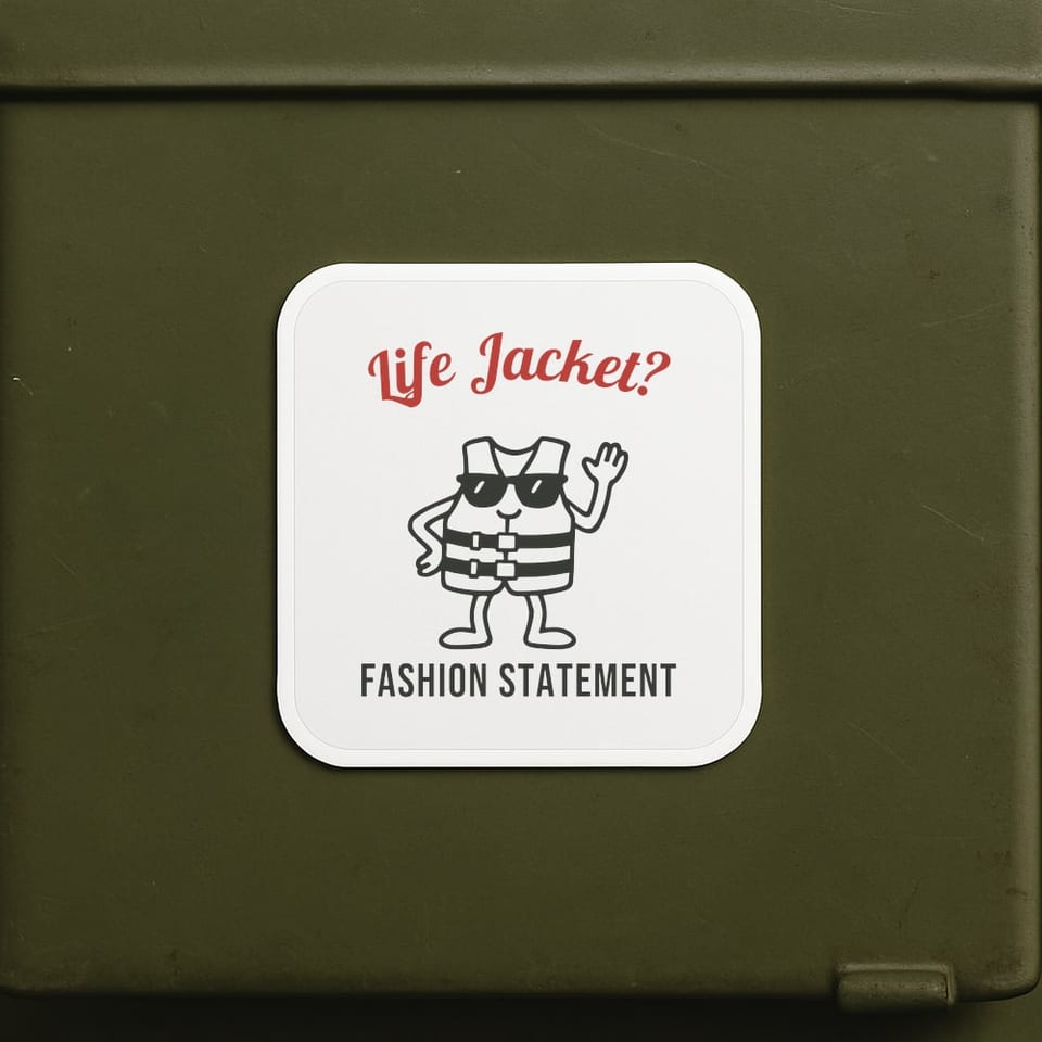 Life Jacket? Fashion Statement. sticker, White