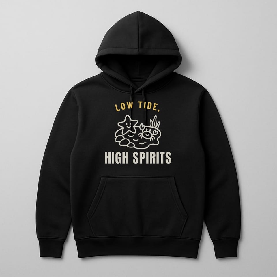 Low Tide, High Spirits hoodie, Black