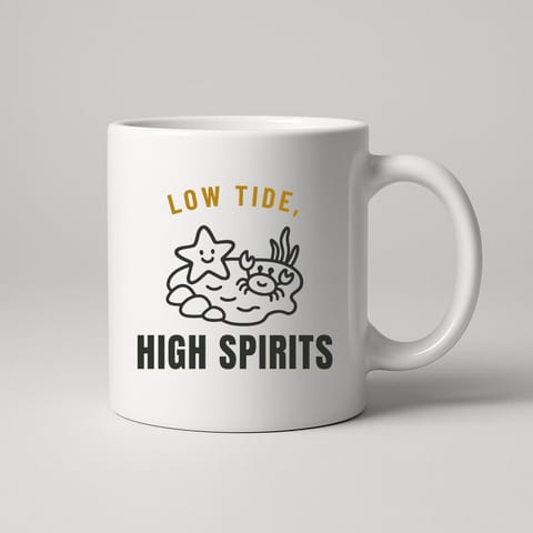 Low Tide, High Spirits mug, White
