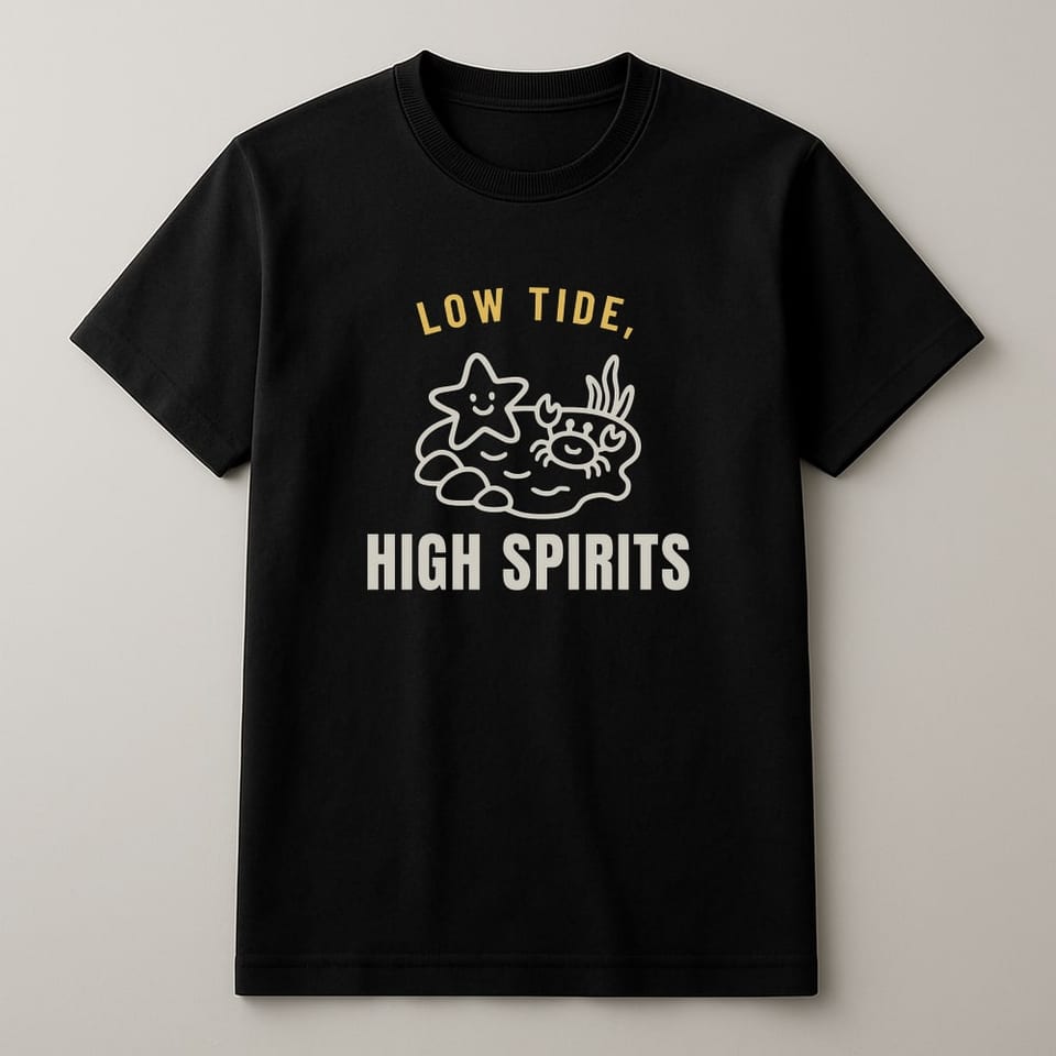 Low Tide, High Spirits tee, Black