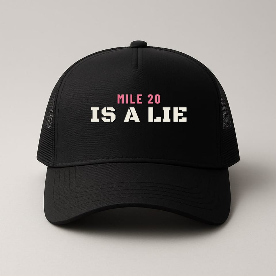 Mile 20 Is a Lie trucker hat, Black