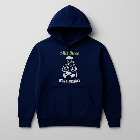 Mile Three Was a Mistake hoodie, Navy