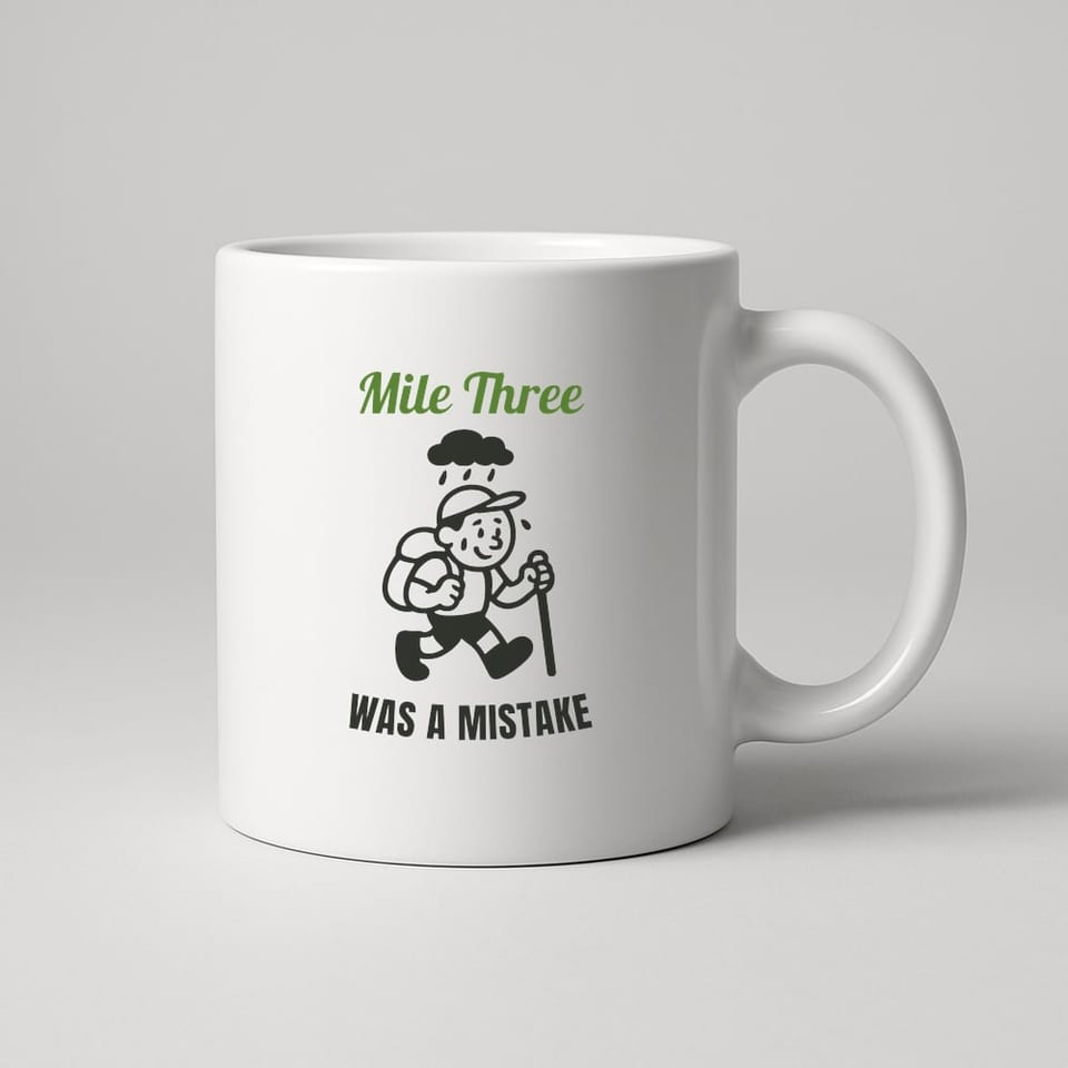 Mile Three Was a Mistake mug, White