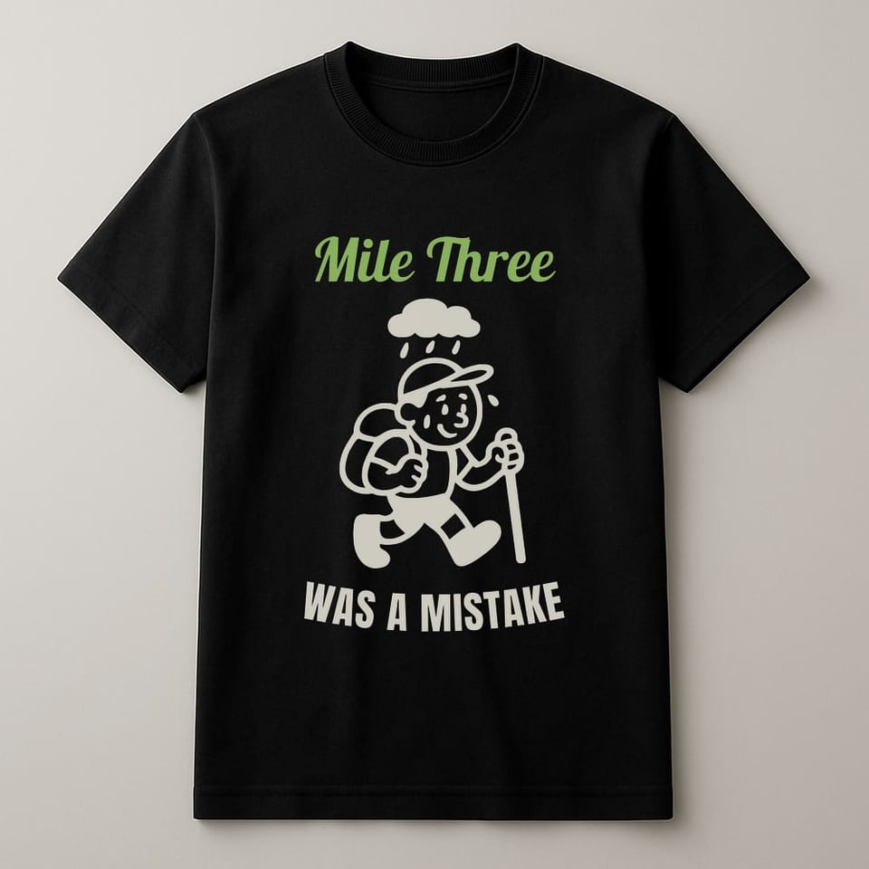 Mile Three Was a Mistake tee, Black