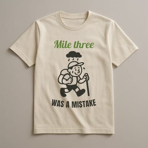 Mile Three Was a Mistake tee, Natural