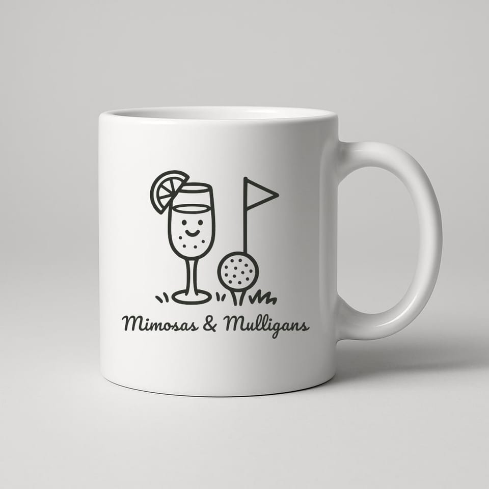 Mimosas and Mulligans mug, White