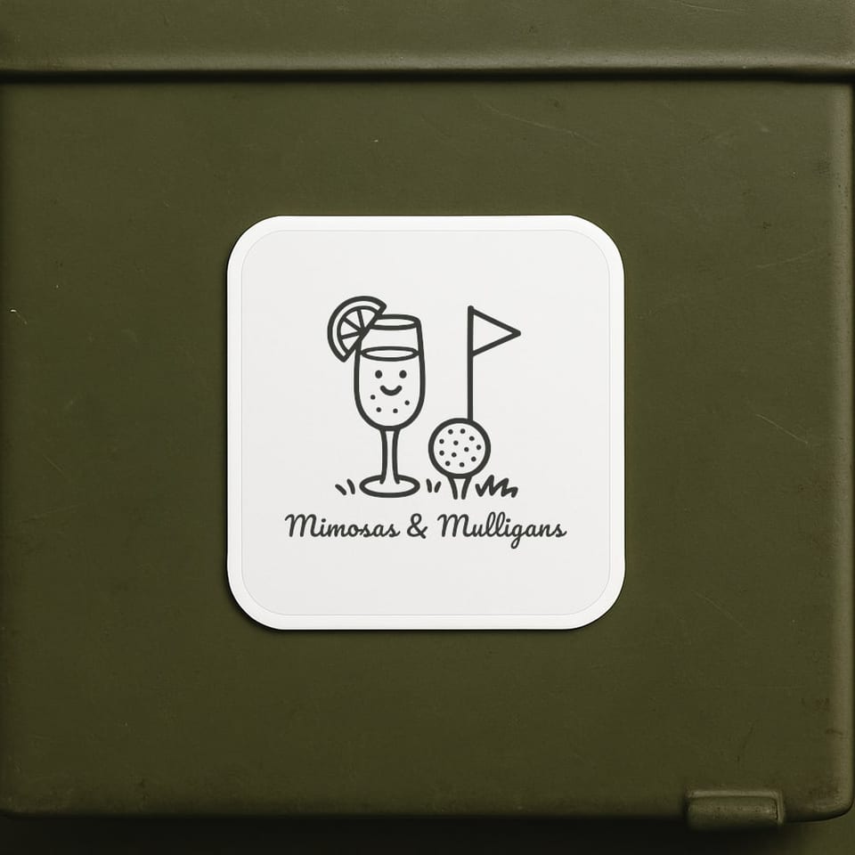 Mimosas and Mulligans sticker, White