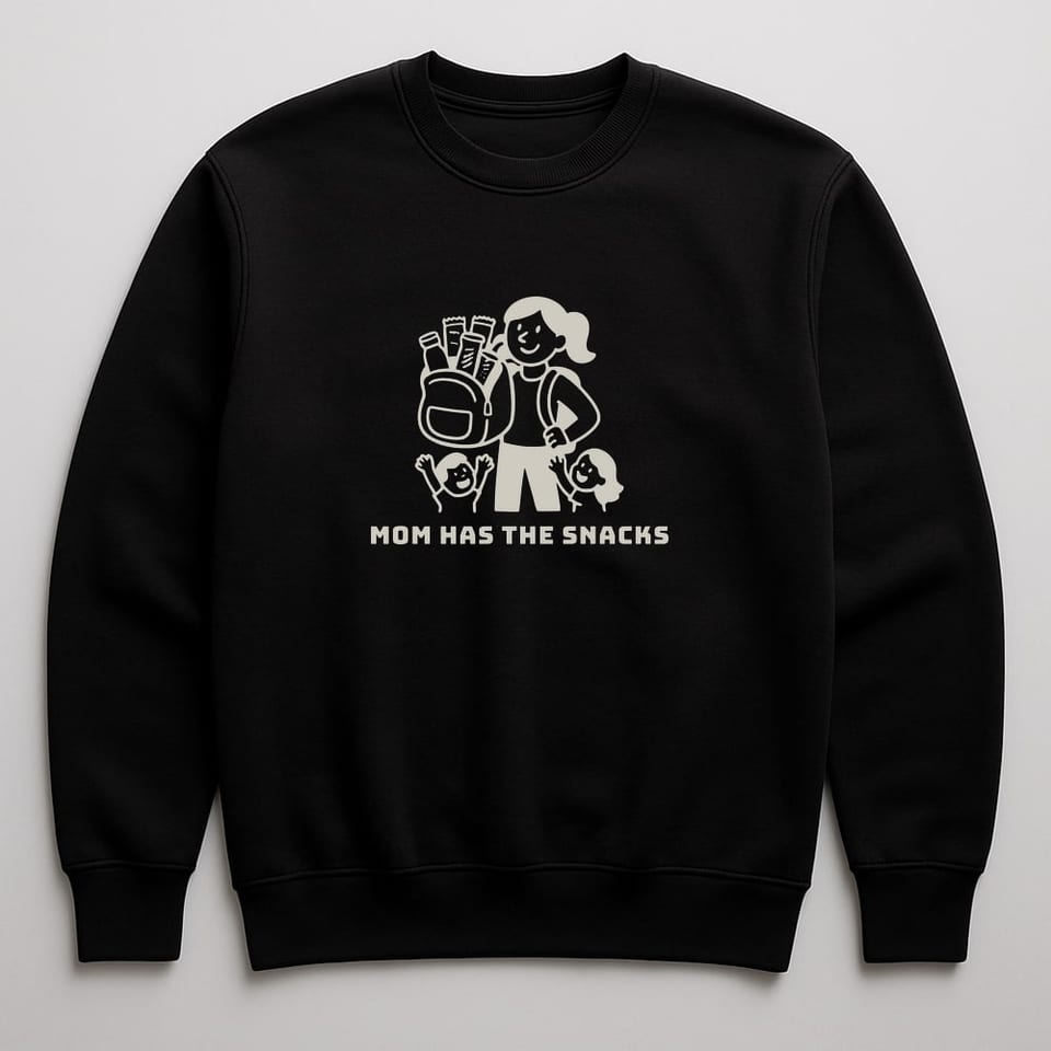 Mom Has the Snacks sweatshirt, Black
