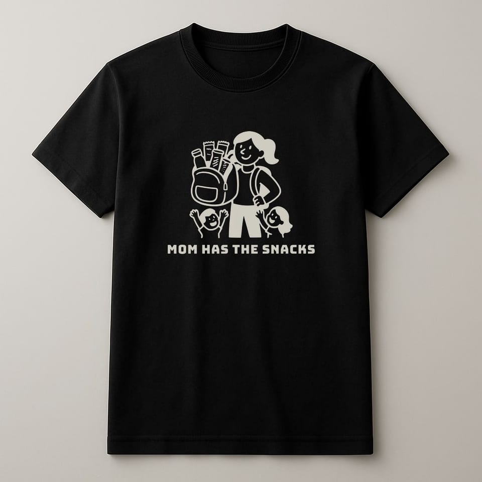 Mom Has the Snacks tee, Black