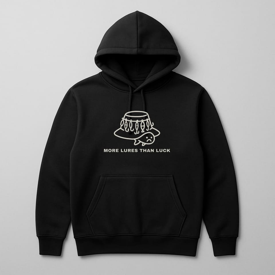 More Lures Than Luck hoodie, Black