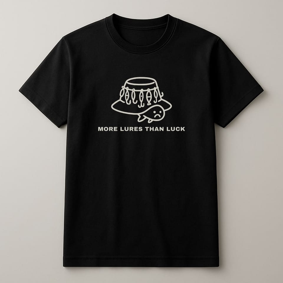 More Lures Than Luck tee, Black
