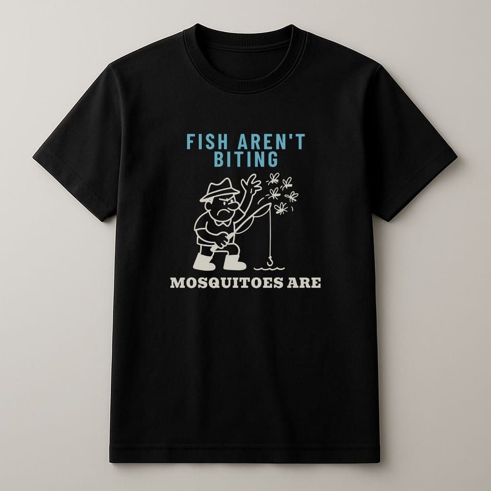 Fish Aren't Biting, Mosquitoes Are tee, Black