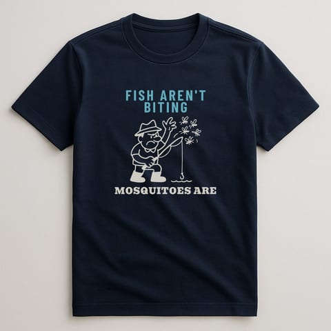 Fish Aren't Biting, Mosquitoes Are tee, Navy