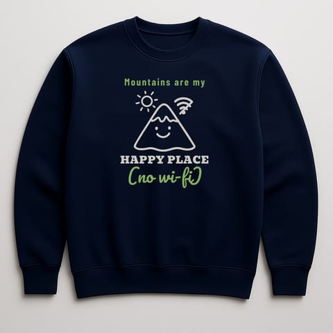 Mountains Are My Happy Place (No Wi-Fi) sweatshirt, Navy