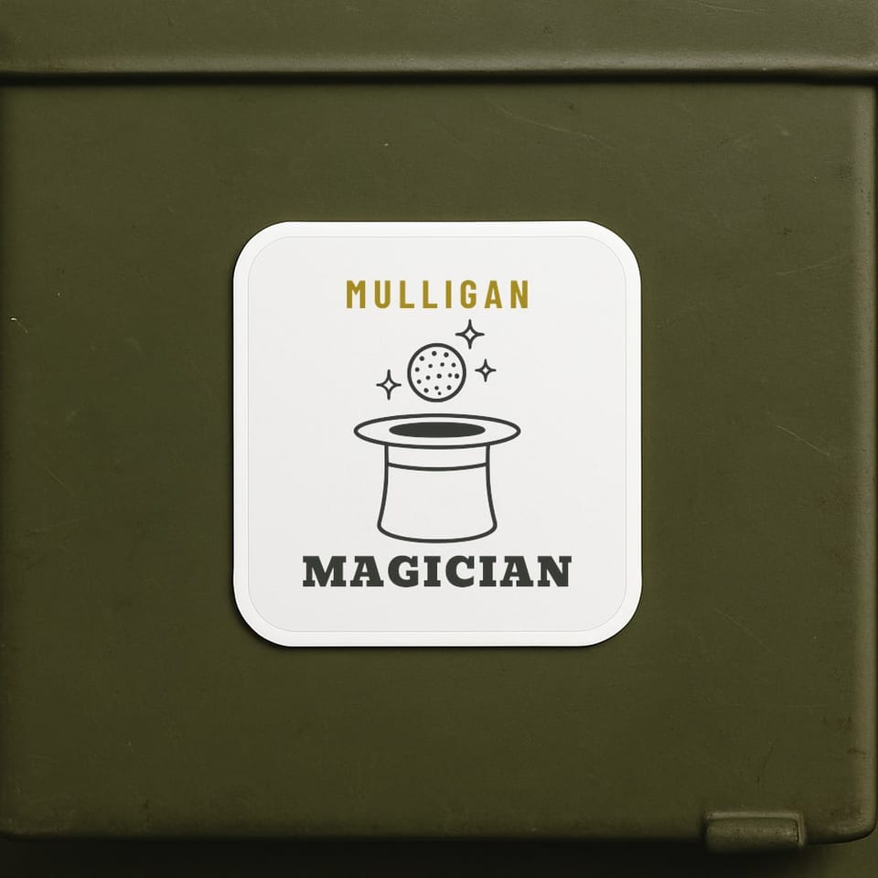 Mulligan Magician sticker, White