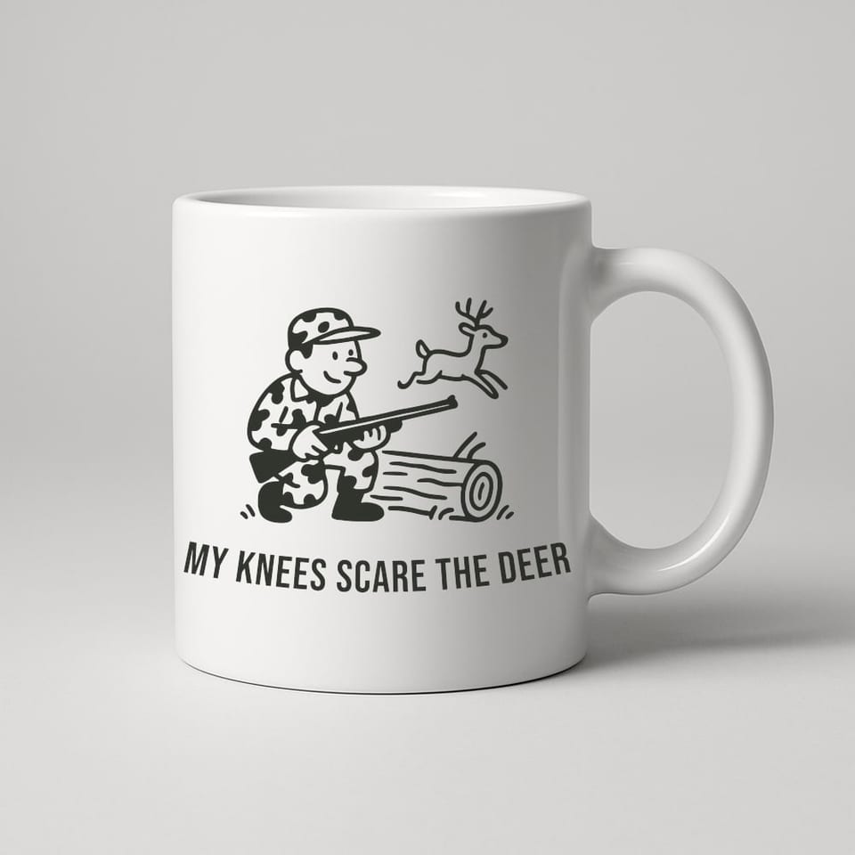 My Knees Scare the Deer mug, White