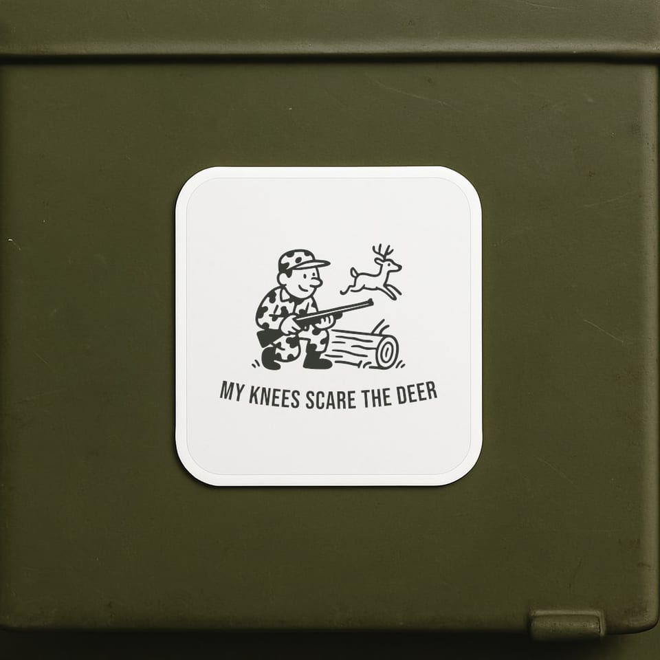 My Knees Scare the Deer sticker, White