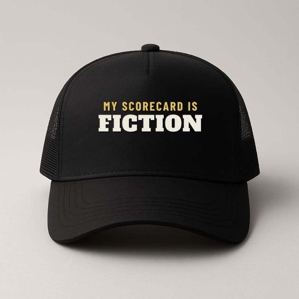 My Scorecard Is Fiction trucker hat, Black