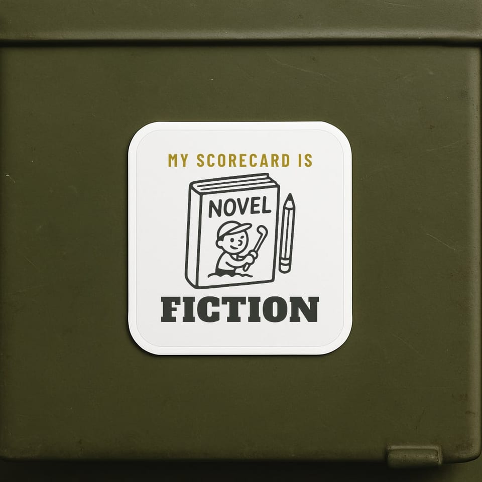 My Scorecard Is Fiction sticker, White